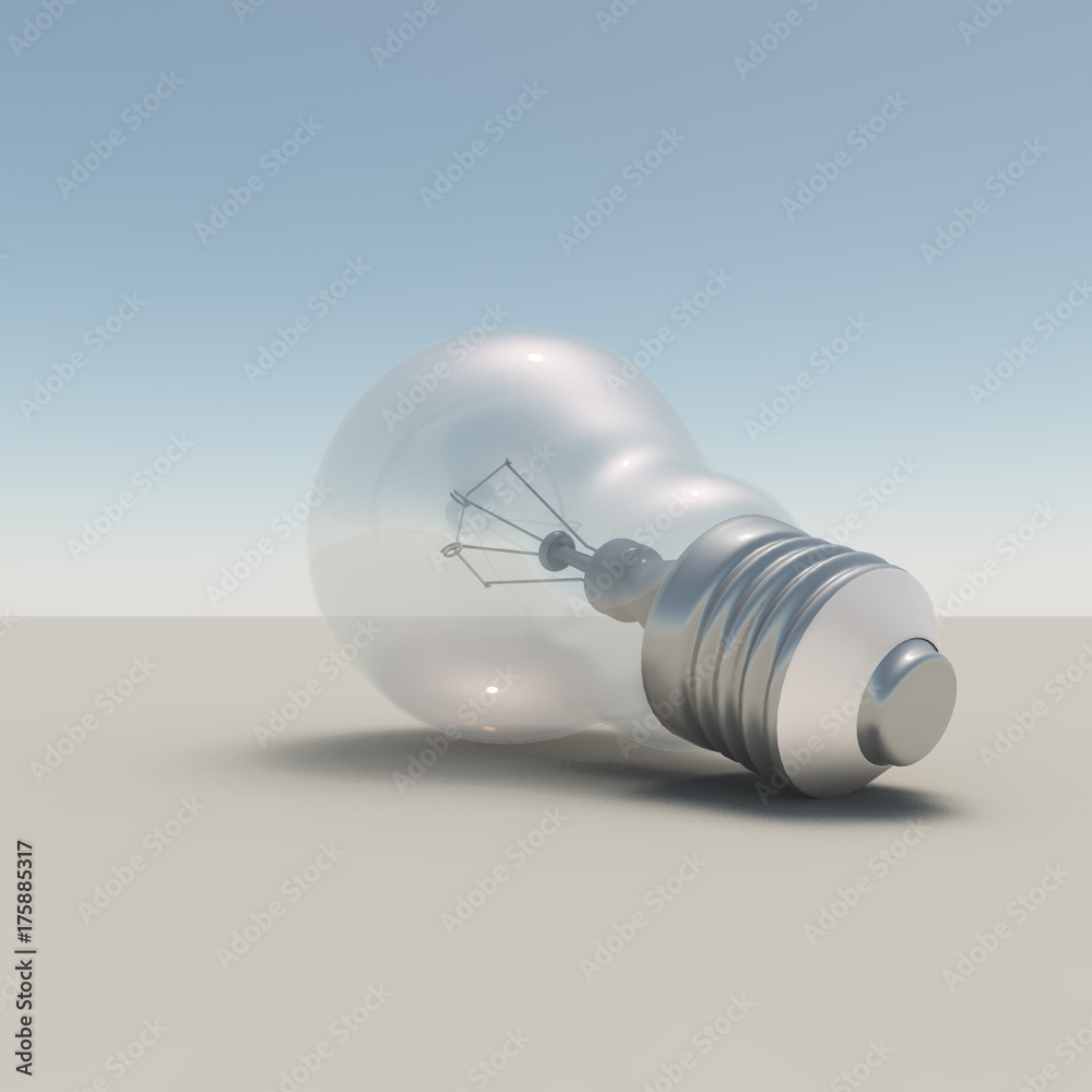 Poster Light bulb. 3D rendering