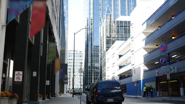 A typical empty city street in downtown Pittsburgh