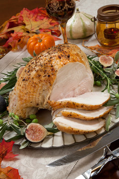 Carving Mediterranean Style Whole Roasted Turkey Breast