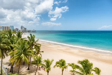 Photo sur Plexiglas Caraïbes Voyage de plage paysage de vacances des Caraïbes de fond de Porto Rico. Isla Verde à San Juan, île d& 39 Amérique latine.