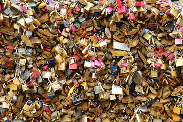 lovers padlocks in Seine river