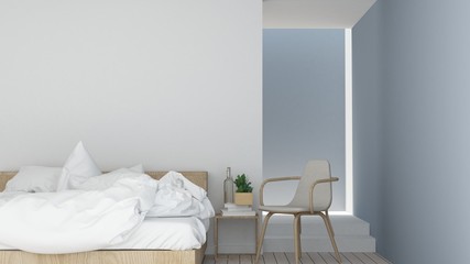 Bedroom space interior minimal and wall decoration empty in hotel - 3D rendering