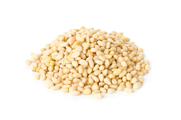 Heap of raw, uncooked pine nuts