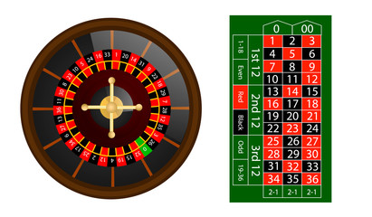 Vector casino roulette wheel icon on white background