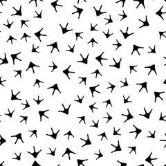 Bird footprint seamless pattern. Trace of birds, seamless vector pattern. Chicken footprints in childish style. Chicken traces naive background. Standing out of the crowd.