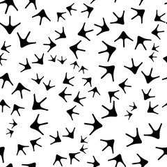 Bird footprint seamless pattern. Trace of birds, seamless vector pattern. Chicken footprints in childish style. Chicken traces naive background. Standing out of the crowd.
