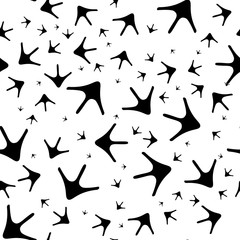 Bird footprint seamless pattern. Trace of birds, seamless vector pattern. Chicken footprints in childish style. Chicken traces naive background. Standing out of the crowd.