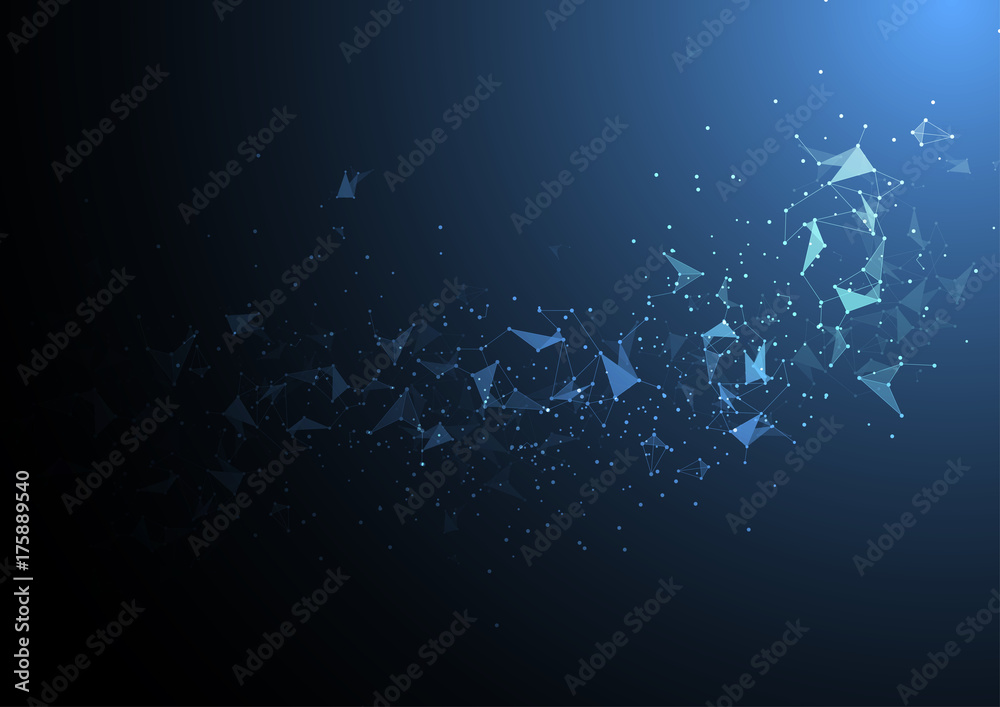 Wall mural abstract polygonal space background with connecting dots and lines. modern science technology concep