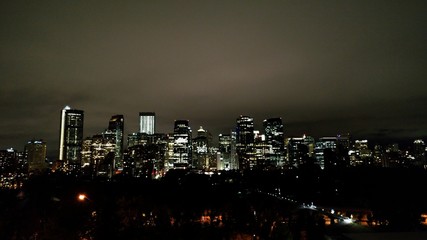 Fototapeta premium Night view of downtown Calgary, Canada