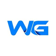 wg logo initial logo vector modern blue fold style