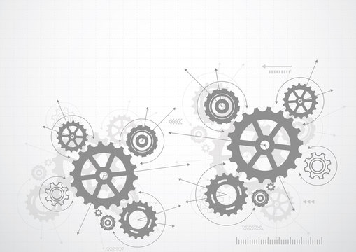 Abstract gear wheel mechanism background. Machine technology. Vector illustration