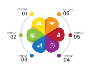 Modern infographics process  with connected , icons and text for 6 steps. Vector.