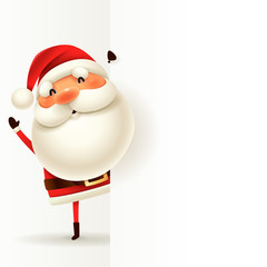 Santa Claus with blank signboard.