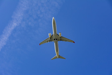 passenger airplane on sky composition photography