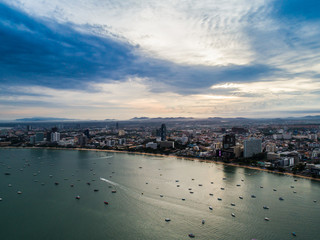 Naklejka premium Aerial view of Pattaya beach . Thailand.