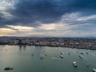 Aerial view of Pattaya beach . Thailand.
