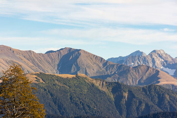 Autumn landscape in the mountains of the Western Caucasus