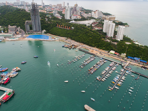 Aerial view of Pattaya beach . Thailand.