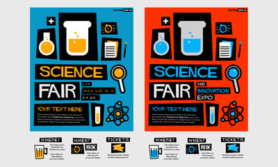 Science Fair and Innovation Expo (Flat Style Vector Illustration Quote Poster Design)