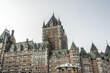 Canada Quebec City Sunset Chateau Frontenac most famous tourist attraction UNESCO World Heritage Site