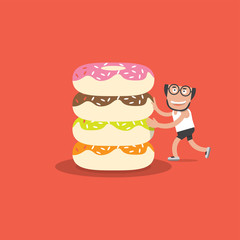 Running Man With Donut Health Concept Vector Illustration