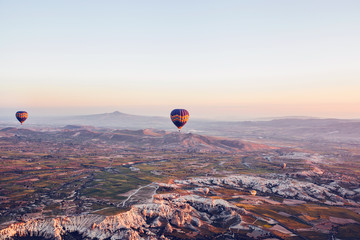 The famous tourist attraction of Cappadocia is an air flight. Cappadocia is known all over the world as one of the best places for flights with balloons. Cappadocia, Turkey.