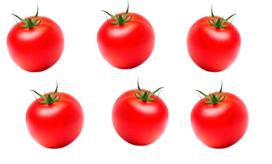 A few tomatoes on white background, isolate vegetables