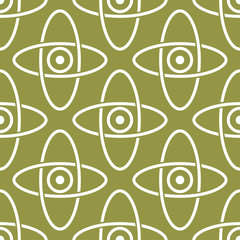 Olive green and white geometric ornament. Seamless pattern