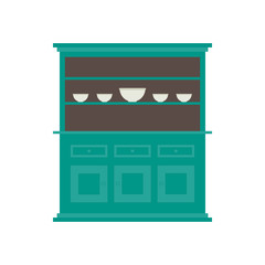 Kitchen hutch. Flat style  in vector. In color.