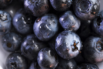 Fresh healthy testy full of vitamins blueberry berries with dew drops