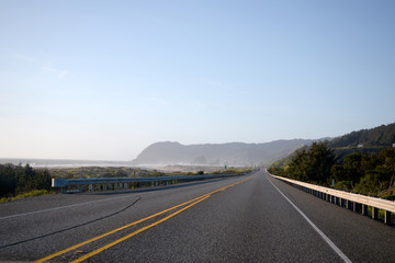 Highway along the rocky west coast of the Pacific Ocean