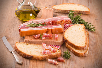 Bread and bacon. 