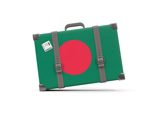 Luggage with flag of bangladesh. Suitcase isolated on white