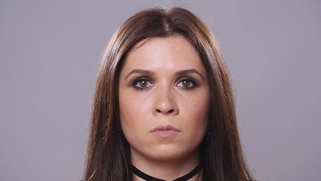 Sexy Woman with Black Eye shadows Makeup