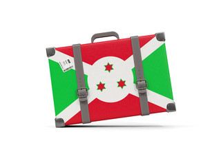 Luggage with flag of burundi. Suitcase isolated on white