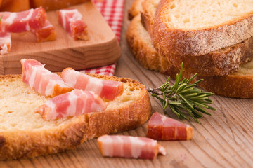 Bread and bacon. 