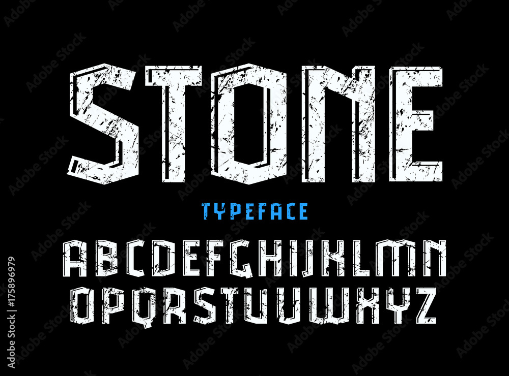 Fototapete decorative sanserif font with effect of volume and rough texture