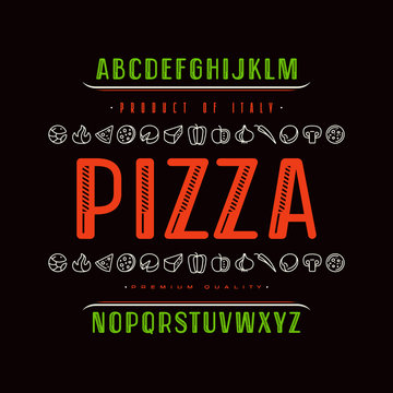 Decorative Sanserif Font And Pizza Box Cover