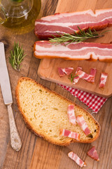 Bread and bacon. 