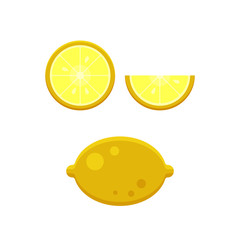 Collection of lemons slice isolated on white background - flat vector illustration. Design elements for restaurant menu, recipe. Healthy food
