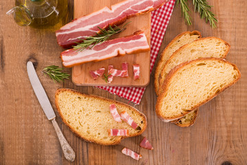 Bread and bacon. 
