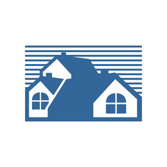 Group House Blue Stripe Illustration