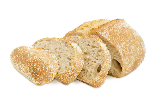 Partially sliced wheat sourdough bread with bran