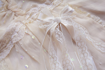 wedding dress, part of women's outfit for the wedding or another festive event with embroidery, lace and beads