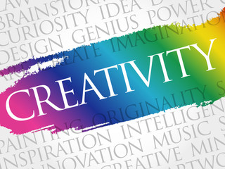 Creativity word cloud collage, creative business concept background