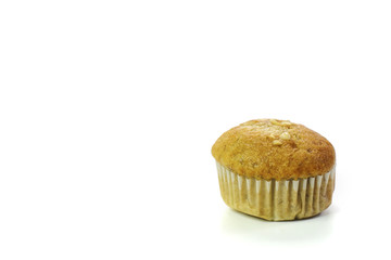 banana muffin cake isolated on white background