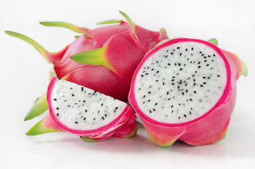slice ripe dragon fruit isolate on white background
