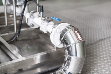 The pipeline is partially covered with hoarfrost