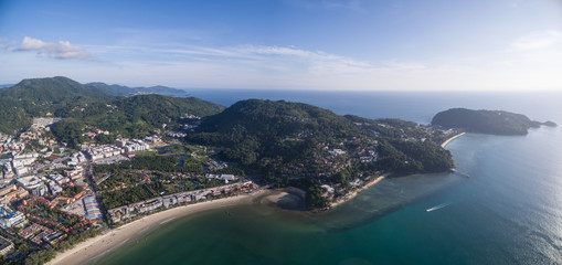 Fototapeta premium Drone Aerial Panorama Over Bangtao Beach In Phuket, Thailand