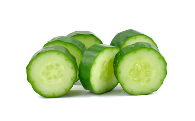 Fresh slice cucumber on white background